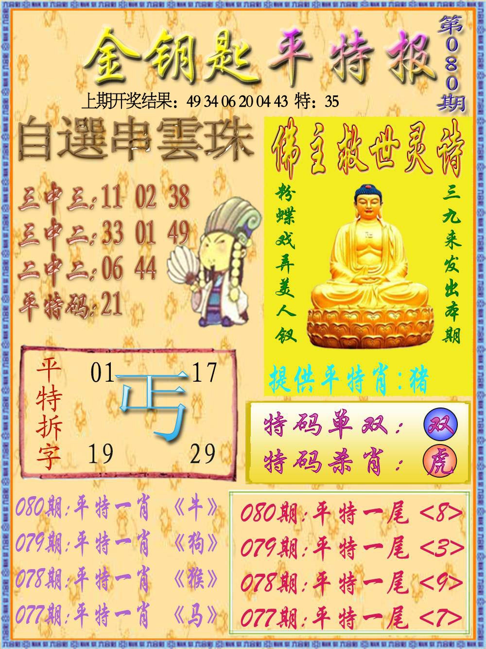 080期金钥匙平特报[图]